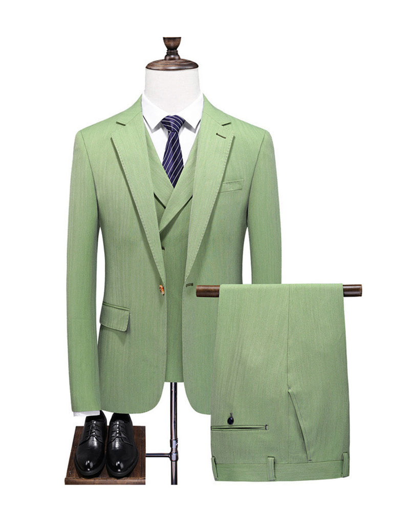 Sage Classic 3 Piece Men's Suit with Regular Fit and Sophisticated Peak Lapel CN476