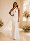 ChicSew Elegant Halter Crepe Mermaid Floor-Length Wedding Dress