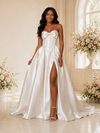 ChicSew Fancy Sweetheart Boning Side Slit A-Line Satin Maxi Wedding Dress