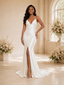 ChicSew Sexy Spaghetti Straps Satin Long Mermaid Wedding Dress With Slit