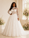 ChicSew Elegant High Neck Long Sleeves Boning Lace Maxi A-Line Wedding Dress