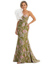 ChicSew Unique One Shoulder Floral Jacquard Mermaid Mother Of The Groom Dress