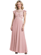 Elegant Bell Sleeves Chiffon A-line Long Mother of The Bride Dresses