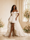 ChicSew Modern Off The Shoulder A-Line Ruched Satin High-Low Wedding Dress