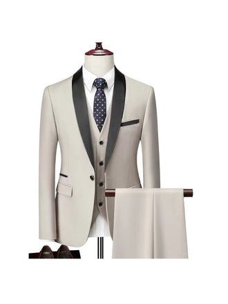 Ivory Classic 3 Piece Men's Suit with Regular Fit and Sophisticated Peak Lapel CN539