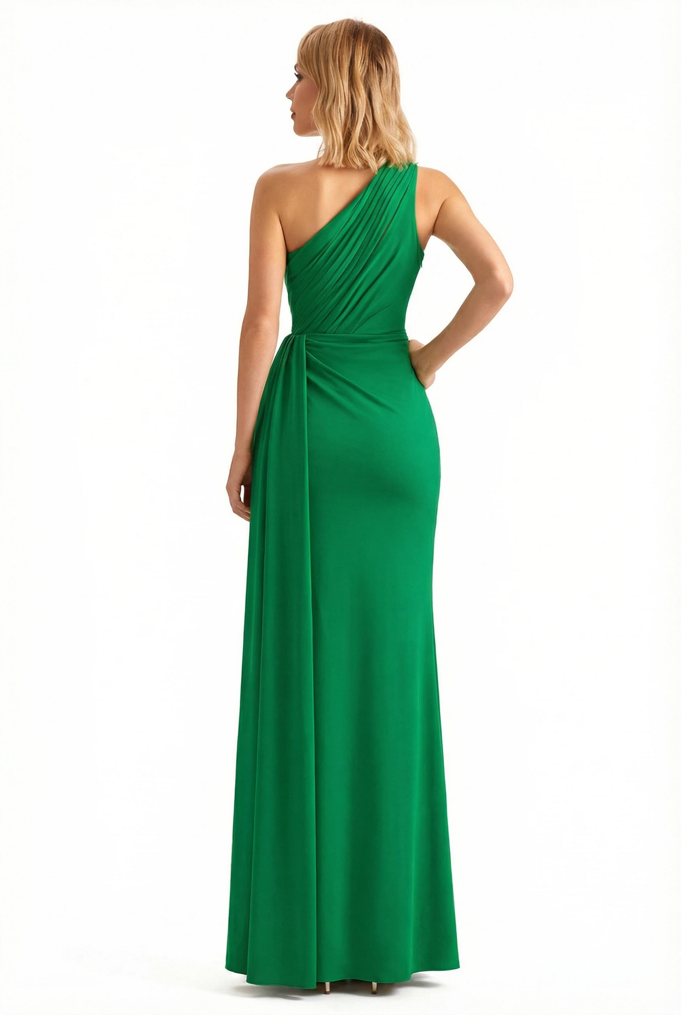 Sexy Ones Shoulder Side Slit Jersey Mermaid Floor Length Evening Formal Dresses