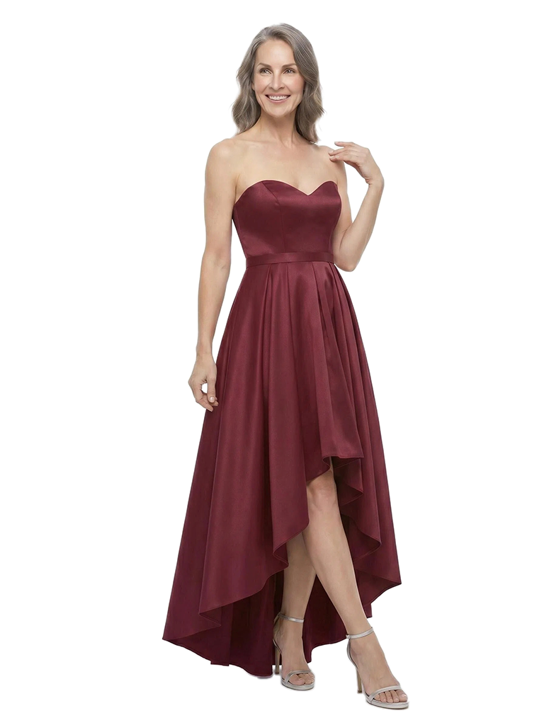 ChicSew Sexy Sweetheart High Low Satin Skirt Mother Of The Groom Party Dress