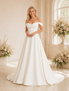 ChicSew Elegant A-Line Crepe Off The Shoulder Ruched Floor-Length Wedding Dresses