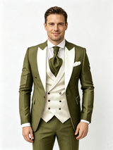 Color Blocking 2 Piece Men's Suit with Regular Fit and Sophisticated Peak Lapel