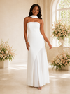 ChicSew Simple Strapless Crepe Chiffon Sheath Floor-Length Wedding Dress