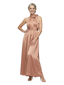 ChicSew High Neck Bow Tie Pleated Waist Satin Long A-Line Mother of the Bride Dress