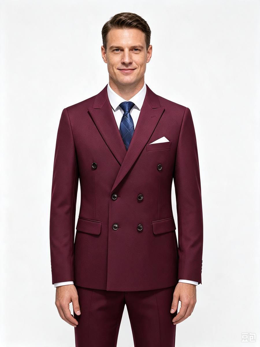Classic 1 Piece Mulberry Men's Suit with Regular Fit and Sophisticated Peak Lapel