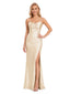 ChicSew Spaghetti Straps Side Slit Ruched Mermaid Satin Formal Gowns Wedding Bridesmaid Dresses