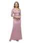 ChicSew Fancy V-Neck Long Sleeves Lace Beaded Waist Silky Satin Mermaid Mother Of The Groom Evening Gowns