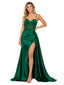 ChicSew Spaghetti Straps Soft Satin Mermaid Boning Beautiful Side Slit Floor Bridesmaid Dress