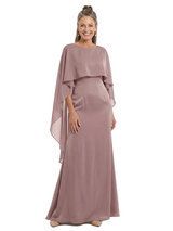 ChicSew Modern Jewel Neck Chiffon Cape Sleeve Sheath Mother Of The Groom Dresses Floor Length