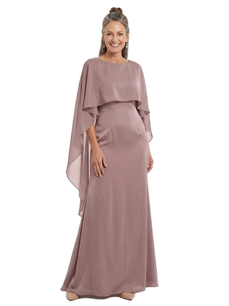 ChicSew Modern Jewel Neck Chiffon Cape Sleeve Sheath Mother Of The Groom Dresses Floor Length