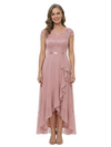 ChicSew Beautiful V-Neck Chiffon Cap Sleeves Lace High-Low Mother Of The Bride Dress With Ruffle
