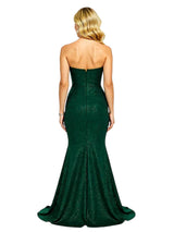 Sparkly Sweetheart Glitter Jersey Mermaid Ruched Evening Prom Dresses