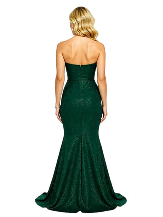 Sparkly Sweetheart Glitter Jersey Mermaid Ruched Evening Prom Dresses