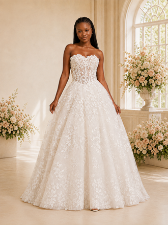 ChicSew Romantic A-Line Sweetheart Tulle Lace Applique Long Wedding Dress