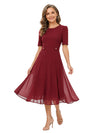 ChicSew Jewel Short Sleeve Chiffon A-Line Romantic Mom Of The Groom Dresses