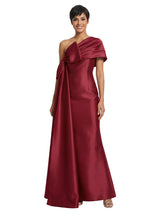 Unique One Shoulder Bow Detail Satin Mother Of The Bride Mermaid Gown