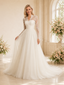 ChicSew Elegant Classy V-Neck Long Sleeves A-Line Lace Tulle Floor-Length Wedding Dress With Applique