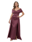 ChicSew Off The Shoulder Satin Floor Length Mother of the Bride Dress