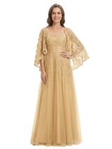 ChicSew Unique Lace Mother Of The Bride Dress With Flutter Cape Sleeves