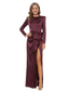 ChicSew Jewel Long Sleeve Satin Sheath Floor-Length Mother of the Bride Dress