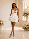 ChicSew Modern Strapless Sleeveless Satin Ruffled Mini-Length Sheath Short Wedding Dress