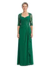 ChicSew Elegant Square Lace Half Sleeves Ruched Chiffon A-Line Mother Of The Groom Dress