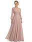 Beautiful Mother Of The Bride Dresses V-Neck Long Sleeves A-Line Formal Wedding Event Dress
