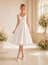 ChicSew Classy Satin A-Line Spaghetti Straps Lace Knee-Length Wedding Dresses