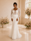 ChicSew Romantic Square Neck Long Sleeves Lace Mermaid Maxi Wedding Dress
