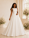 ChicSew Elegant Simple Bateau Sleeveless A-Line Satin Maxi Long Wedding Dress