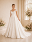 ChicSew A-line Cap Sleeves Lace Maxi Long Wedding Dresses With Satin Overskirt