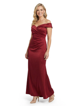 Chicsew Elegant Satin Off Shoulder Ruched Mermaid Mother Of The Groom Gowns