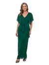 ChicSew V-Neck Flutter Sleeve Chiffon Tiered Ruffle Ankle Length Mother of the Bride Dress