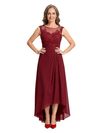 ChicSew Illusion Lace Ruched Waist High Low Chiffon Fancy Mother of the Bride Dresses