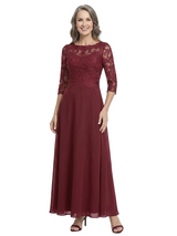 ChicSew Beautiful Lace Applique 3/4 Sleeve Chiffon Mother Of The Bride A-Line Gown