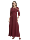 ChicSew Beautiful Lace Applique 3/4 Sleeve Chiffon Mother Of The Bride A-Line Gown