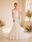 ChicSew Delicate Mermaid Illusion Long Sleeves Lace Tulle Maxi Wedding Dresses With Train
