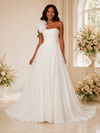ChicSew Elegant One Shoulder Pleats Chiffon A-Line Maxi Wedding Dress