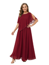 ChicSew Pretty Cold Shoulder Chiffon Overlay Beaded Floor Length Casual Elegant Mother of the Groom Gown