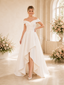ChicSew Classy A-Line Off The Shoulder Pleated Crepe High-Low Long Wedding Dress