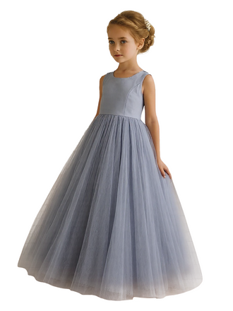 Beautiful Round Neck Sleeveless Flower Girl Dress A-Line Bow Knot Tulle Gown For Weddings Special Occasions