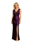 Modern Mermaid V-Neck Lace Satin Mother Of The Groom Dress With Side Slit