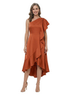 ChicSew Asymmetrical Straps Ruffle Mother Of The Groom Dress High Low Satin A-Line Unique Gown